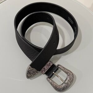 B-Low The Belt - Frank Black Leather Silver Hardware Western Style - Size Medium